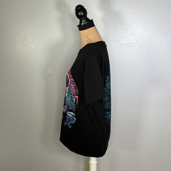 Black jaguar glitter Aztec jungle graphic tee M| trippy psychedelic rave casual - Picture 2 of 8